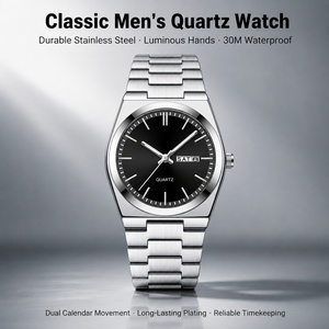 Relojes de Cuarzo para Hombre de Alta Calidad, Bajo MOQ, Personalizados, de Lujo, con Correa de Acero Inoxidable, OEM/ODM, Diseño Clásico de Lujo - Product Image 1