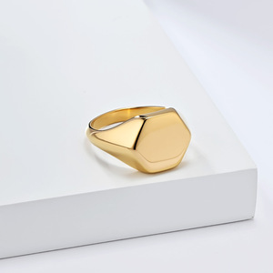 Cross-border geometric design hexagonal stamp <b>titanium</b> steel <b>ring</b>, minimalist smooth unisex style, high-end jewelry. - Product Image 3