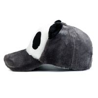 Venta caliente al por mayor 5/6 Panel blanco y negro Panda Faux Fur estilo peludo felpa dibujos animados niños gorra de béisbol con oreja