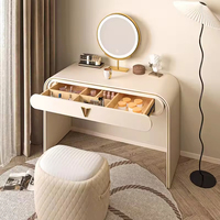 Coiffeuse lumineuse minimalisme moderne avec tiroirs en miroir et commode blanche à LED pour le maquillage de la chambre à coucher