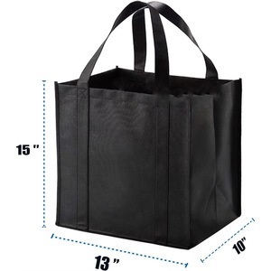 Custom Logo Foldable Reinforced Handle Grocery Bags Heavy Shopping <b>Totes</b> With Thick <b>Plastic</b> Bottom for Supermarket Storage Bag - Product Image 2