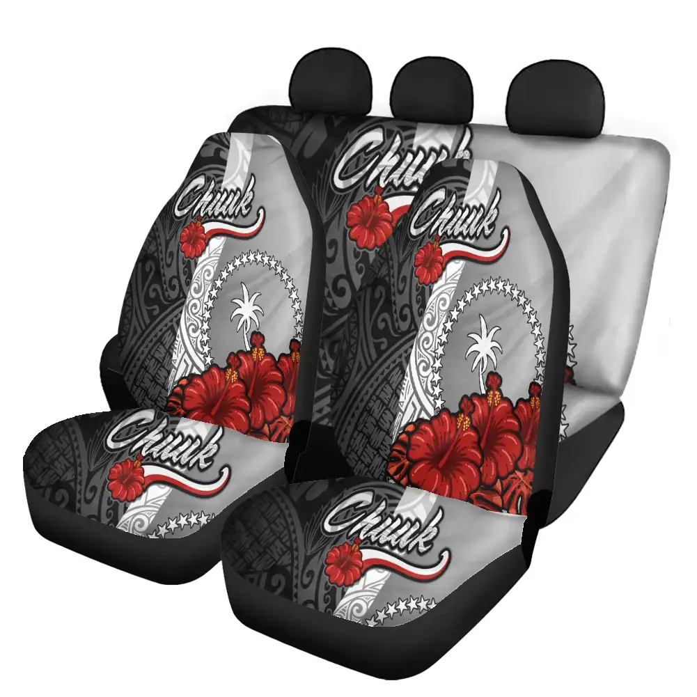 4Pcs Car Accessories Seat Covers For Most Cars Hawaii Polynesian Chuuk Prints Front/Back Car Seat Cushion Cover Full Set Holiday