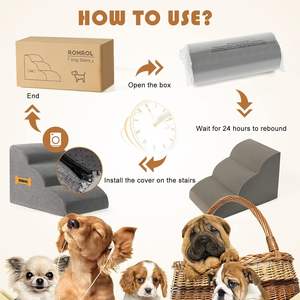 2/3/4-Step Hond Hond Trappen Met Anti-Slip Bodem En Afneembare Cover Indoor Outdoor Kleine Grootte Hoge Bedden Bank Effen Patroon - Product Image 5