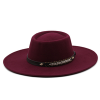 Klassieke wollen vilt fedora hoeden voor heren en dames, 9,5 cm brede rand, Panama hoed met riem