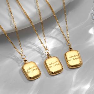 Collar Personalizado con Logotipo, Resistente al Deslustre, Impermeable, de Acero Inoxidable, Chapado en Oro de 18k, Collar con Diseño de Pepita para Mujer - Product Image 2