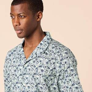 Camisa de vacaciones con botones de manga corta de algodón 100% ajustada para hombre, transpirable, con logotipo personalizado, cuello levantado, patrón impreso - Product Image 5