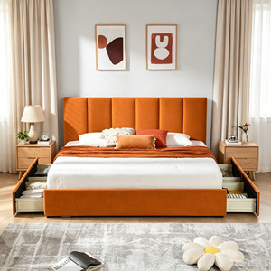 Contemporary Channel Tufted Upholstered Storage <strong>Bed</strong> Frame Velvet <strong>Bed</strong> With <strong>Drawers</strong> <strong>Under</strong> <strong>Bed</strong> Storage Home Bedroom Furniture - Product Image 3