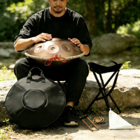 Professional 22 Inch Steel Tongue Drum for Beginners D Minor Kurd 9 Notes 440Hz Silver/Gold Handpan Percussion Instrument