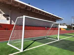 But de football portable de taille réglementaire avec cadre en HDPE et en acier, filet blanc inclus - Product Image 3