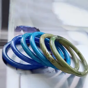 Brazalete de Resina Azul, Estilo Simple y Moderno, Imitación de Jade Acrílico, <span class=keywords><strong>para</strong></span> Mujer, Joyería, Novedad <span class=keywords><strong>2022</strong></span> - Product Image 1