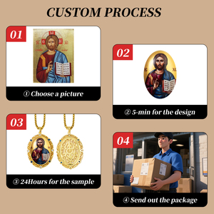 Ciondolo Icona Ortodossa Smaltata Fatta <span class=keywords><strong>a</strong></span> Mano con <span class=keywords><strong>Gesù</strong></span> e Vergine <span class=keywords><strong>Maria</strong></span>, Gioielli Religiosi Ortodossi Bizantini all'Ingrosso - Product Image 4