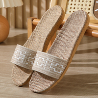 Style chinois Design lin été pantoufles flexible et confortable lin femmes chaussures sandales dames