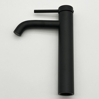 Robinet mélangeur thermostatique monocommande chaud/froid contemporain moderne noir poli en laiton massif avec cartouche céramique pour salle de bain et cuisine