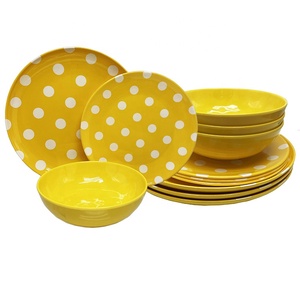 Polka Dot Outdoor <strong>Camping</strong> Tableware <strong>Set</strong> Durable Melamine <strong>Plates</strong> Bowls Dishwasher Safe 4-Piece for Picnic Party Restaurant Use - Product Image 3