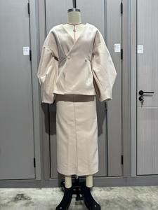 Gonna tinta unita alla moda da donna elegante cappotto a maniche lunghe con scollo a V gonne lunghe larghe impostate 2025 un abito da donna autunnale - Product Image 6