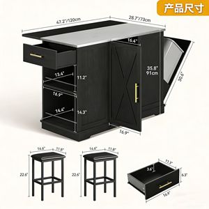Portable kitchen <b>island</b>, multi-functional restaurant worktable for export and cross-border trade, simple storage <b>table</b> for home - Product Image 3