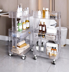 Acrylic Salon Trolley <b>Rolling</b> Storage <b>Cart</b> 3 Tier Vanity Organizer Rack for Bathroom Kitchen Living Room - Product Image 3