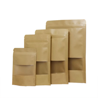 Sachet Doypack À Fermeture Zippée en Papier Kraft Brun, Refermable, Thermoscellable, Pour Stockage Alimentaire, Avec Fenêtre Transparente