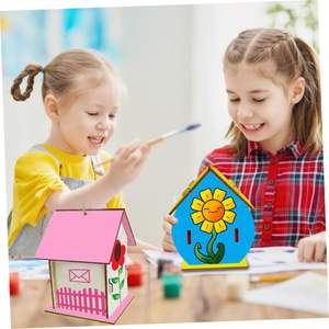 2 Stuks Creatieve Diy Onafgewerkte Houten Vogelhuisje Duurzaam Tuindecor Voor Gebruik Buitenshuis Eenvoudig Te Bouwen Verf Knoopsluiting Voor Vogels - Product Image 2