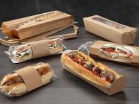 Boîtes à sandwich avec fenêtre, boîte à sandwich baguette en carton brun, boîte en papier à emporter avec fenêtre transparente