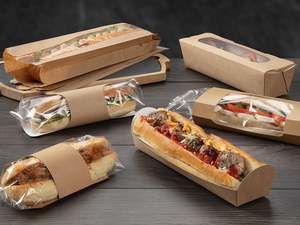 Cajas para Sándwiches con Ventana, Caja de Cartón Marrón para Sándwiches tipo Baguette, Caja de Papel para Llevar con Ventana Transparente - Product Image 5