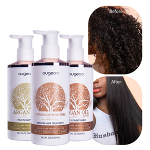 Tratamiento Capilar de Queratina Herbal Vegana Orgánica con Aceite de Argán, Sin Formaldehído, 19.3 Fl Oz, Set de Cuidado Capilar Reparador y Suavizante - Product Image 2