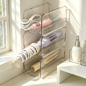 Support de rangement transparent pour fer à friser, organisateur de bureau pour sèche-cheveux et lisseur de salle de bain - Product Image 2