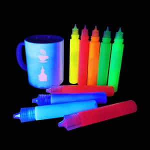 Plastik Neon akrilik menyala dalam gelap Kit lukisan Uv ramah lingkungan untuk anak-anak Set warna kain anak cat akrilik seni