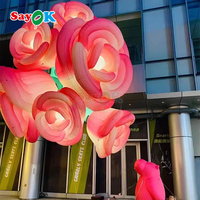 Sayok Gonflable Rose Fleurs Décoration Led Lumineux Géant Roses Fleur avec Souffleur D'air