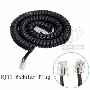 Câble téléphonique plat RG à ressort RJ9 4P4C <span class=keywords><strong>RJ11</strong></span> noir et blanc, gaine en PVC torsadée CAT3, certifié RoHS CE REACH - Product Image 6