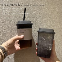 Gobelets en plastique PET pour bubble tea, café glacé, café au lait, thé, avec couvercles, impression de logo personnalisée, format carré 10/12/14/16/18/20 oz