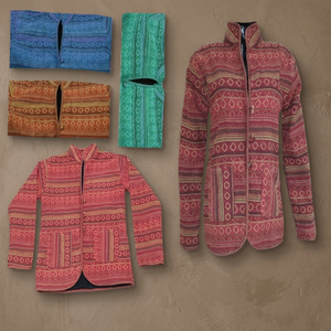 Stylish Trendy Cotton Blast Patch Boho Hippie Wool Jacket Floral Pattern XL Strapless Hoodie Button Decorations Mini Model Order - Product Image 4