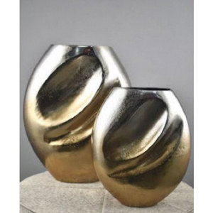 Sellease Handmade Wood & Metal <b>Vase</b> 1 Piece <b>Turquoise</b> with Gold Handle Circle Shape Decorative Outdoor Indoor Use Stands - Product Image 6