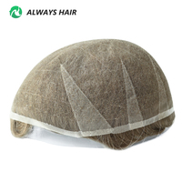 Toupet disponible en 64 couleurs pour hommes, cheveux humains, dentelle suisse complète, système de cheveux indiens