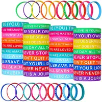 Motivazionale Citazione Gomma Wristband Colorato Inspirational Braccialetti di Silicone Stretch Unisex Braccialetti per le Donne Degli Uomini Adolescenti Regali