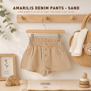 Los pantalones de mezclilla Amarilis sand ofrecen comodidad versátil y un estilo atractivo para niñas activas en la escuela, en casa y en salidas familiares. - Product Image 4