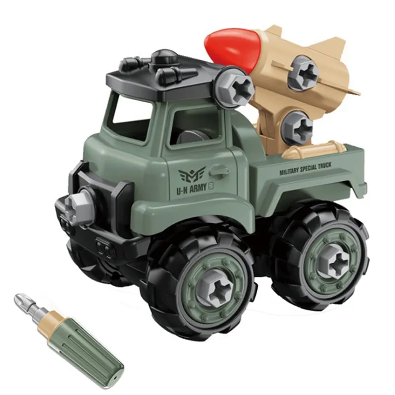 Jouets éducatifs pour enfants, véhicules à démonter, modèle camion de l'armée, fusée, jouet d'assemblage pour enfants