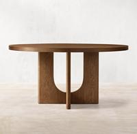 Ensemble de table à manger en bois de style américain personnalisé Rhoohill, 6 chaises, 8 à 10 places, table à manger ronde en bois massif moderne