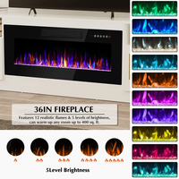Meuble TV de cheminée de 70 pouces avec cheminée électrique de 36 pouces Console multimédia centrale de divertissement éclairée par LED Table de rangement pour téléviseurs