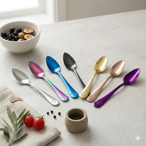 Cuillère à dessert élégante en acier inoxydable plaqué or, finition miroir, capacité 1000 ml, idéale pour les fêtes - Product Image 4