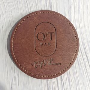 Sous-verre rond en cuir PU personnalisé de 9 cm, imperméable et résistant à la chaleur, pour la table, isolation thermique, décoration pour bols - Product Image 5