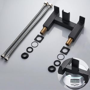 Robinets de bain cascade, mitigeur de remplissage de salle de bain antique <span class=keywords><strong>robinet</strong></span> de baignoire à <span class=keywords><strong>double</strong></span> levier noir mat - Product Image 4