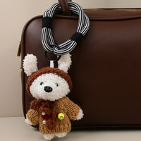Pendentif ours en peluche mignon fait main de Dongdaemun (Corée), breloque de voiture, porte-clés, breloque de bagage, ornement de sac
