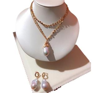 Ensemble de boucles d'oreilles en chaîne de pull en perles de forme baroque originale, bijoux fins haut de gamme avec une atmosphère naturelle, design simple et polyvalent - Product Image 5