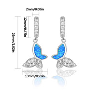 Boucles d'oreilles pendantes sirène enchantée en opale – Opale de feu bleue et design avec accents de zircone cubique |   Bijoux Océaniques Fantaisistes Cadeaux en Gros