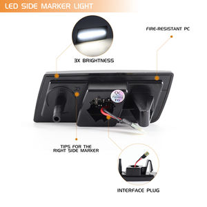 ไฟเลี้ยวหน้ากันชน 2 ชิ้น สำหรับ Chrysler 300 เลนส์รมดำ ไฟ LED สีขาว ไฟเลี้ยวข้างแบบแถวเดียว - Product Image 3