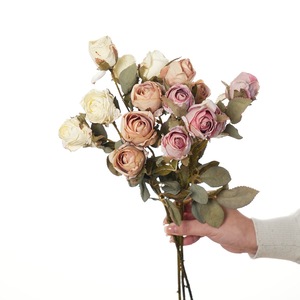 Fleur artificielle <span class=keywords><strong>en</strong></span> soie vintage à 5 têtes, petite rose à bords brûlés, pour la décoration de la maison <span class=keywords><strong>et</strong></span> des hôtels, occasions de Noël <span class=keywords><strong>et</strong></span> de remise de diplômes - Product Image 5