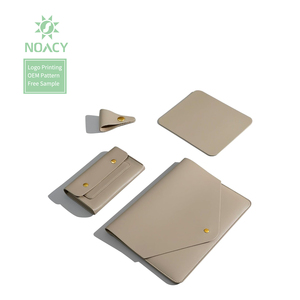 Funda para portátil de cuero PU de 13, 14 y 15 pulgadas con bolsa pequeña, alfombrilla de ratón y soporte para <span class=keywords><strong>cord</strong></span>ón, juego de oficina - Product Image 1