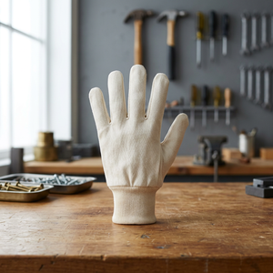 Gants de travail en toile naturelle respirante avec poignet et manchette tricotés, protection industrielle des mains de haute qualité - Product Image 1