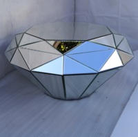 Table basse de luxe unique en forme de diamant avec miroir, table basse, table à thé pour le salon